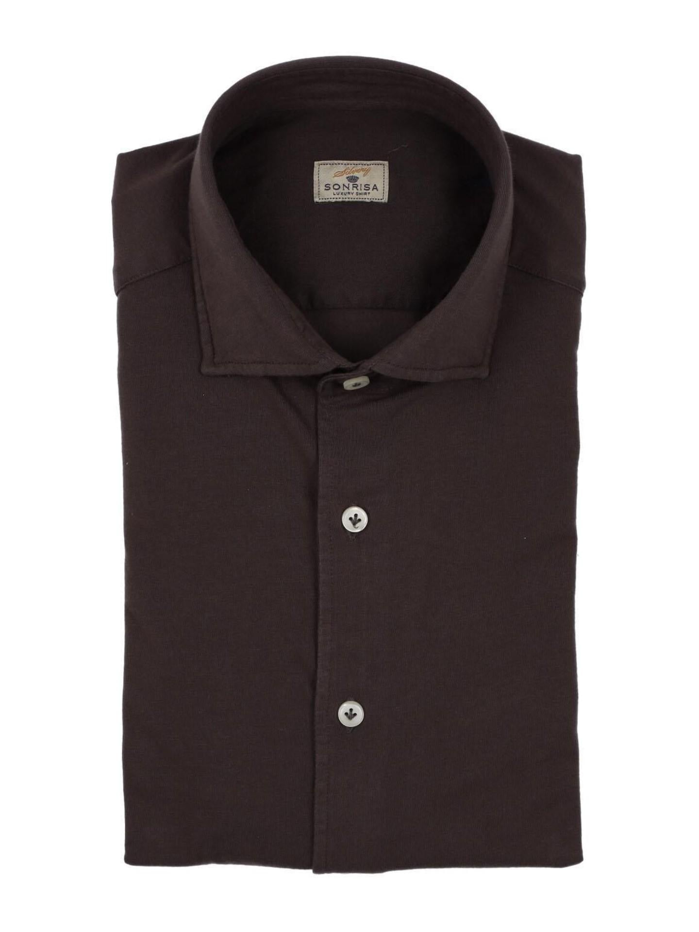 Mörkbrun Casual Jerseyskjorta - Sonrisa