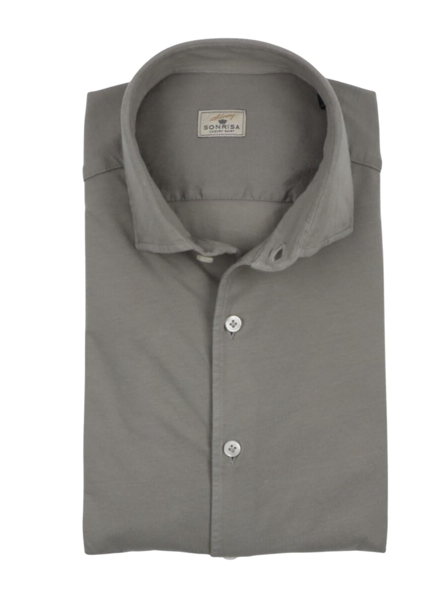 Gråbrun Casual Jerseyskjorta - Sonrisa