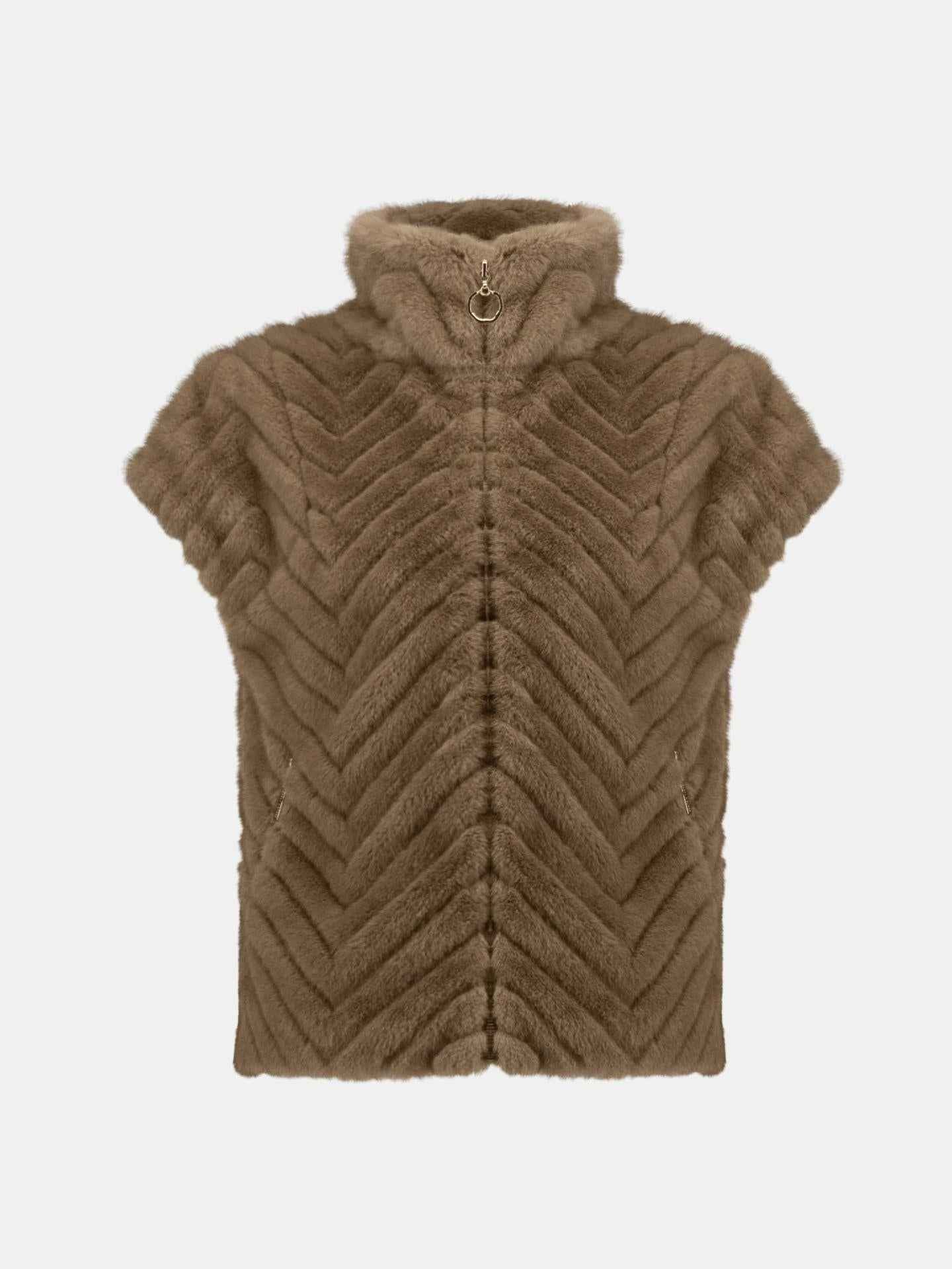 Chevron Faux Fur Väst