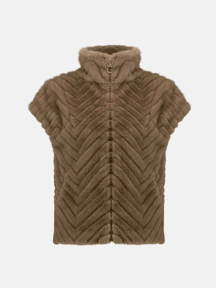 Chevron Faux Fur Väst