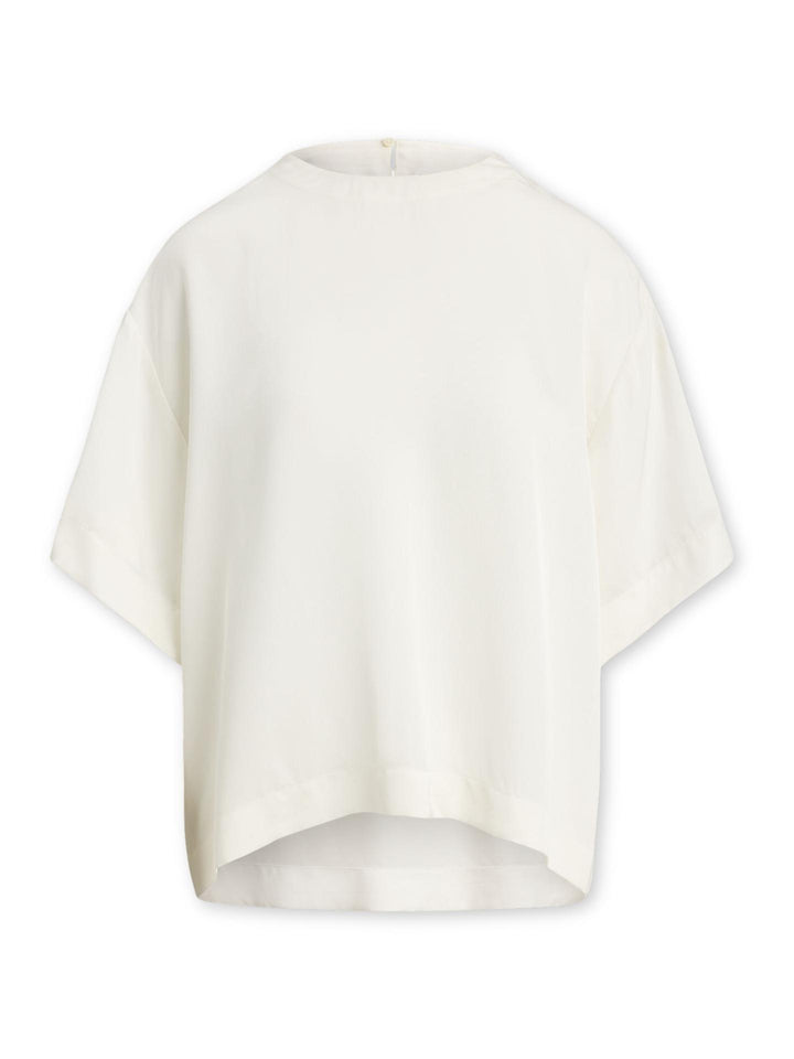 Cremevit Satinblus med Kort Ärm - Polo Ralph Lauren