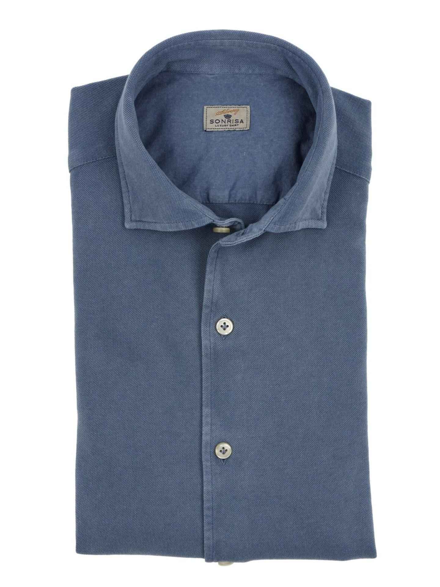 Denimblå Casual Jersey Pikéskjorta