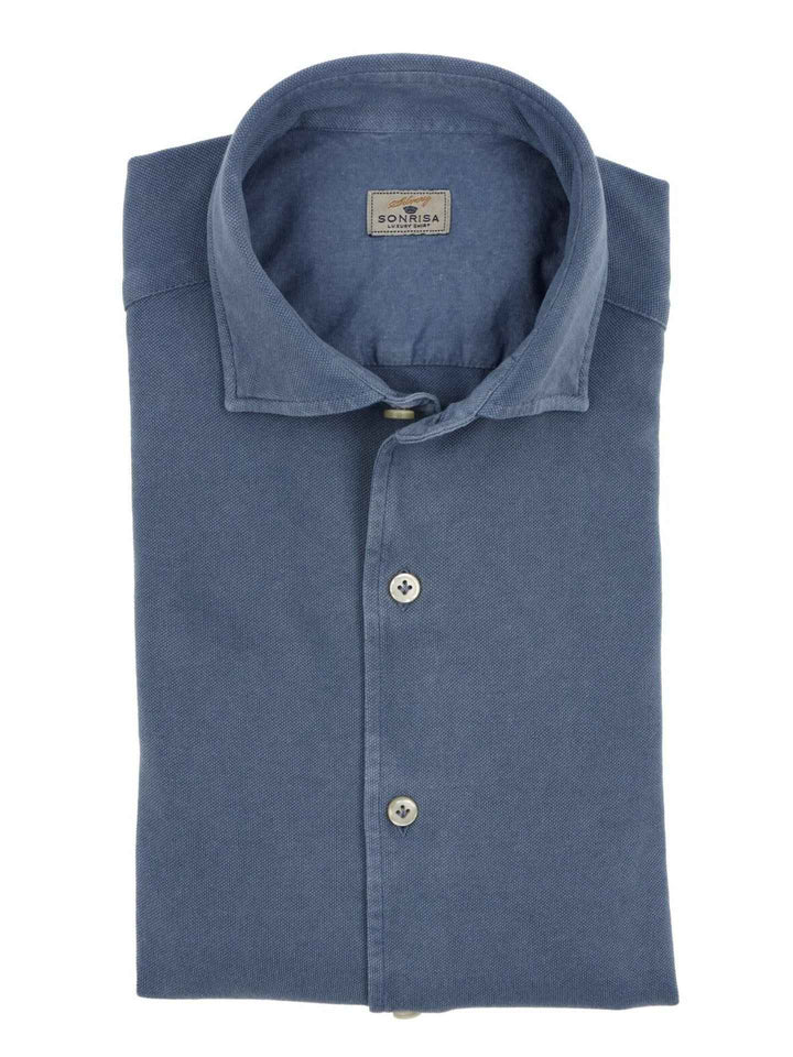 Denimblå Casual Jersey Pikéskjorta