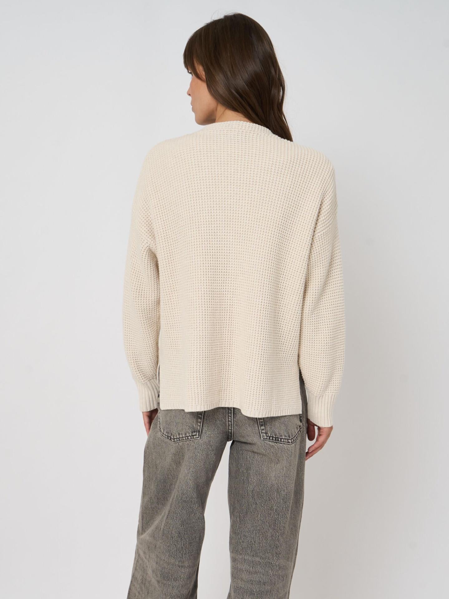 Ecru Waffle-knit Bomullskofta - Repeat