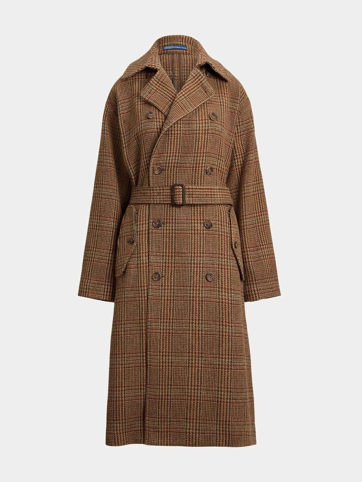 Glencheck Trenchcoat i Ull