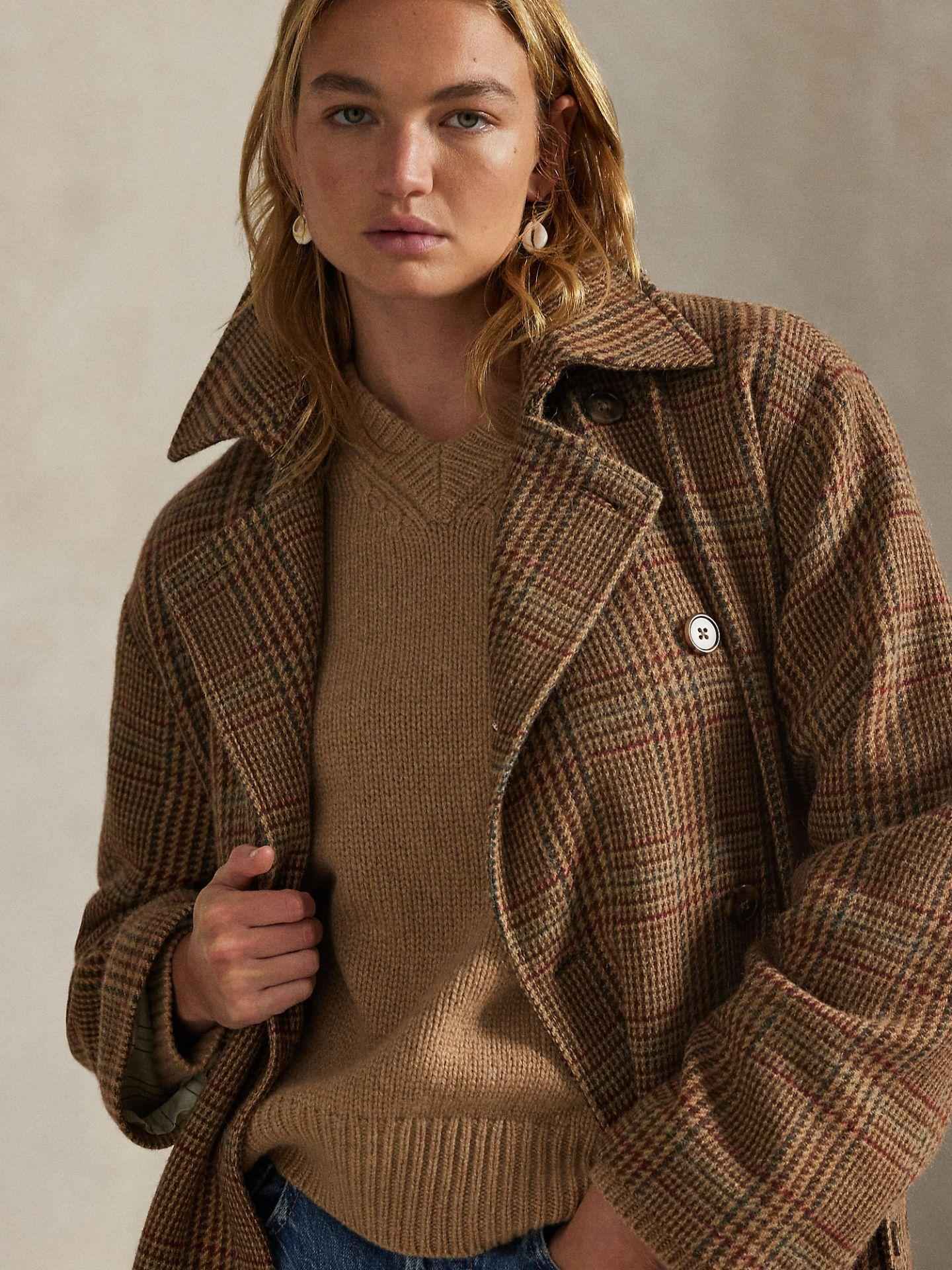 Glencheck Trenchcoat i Ull