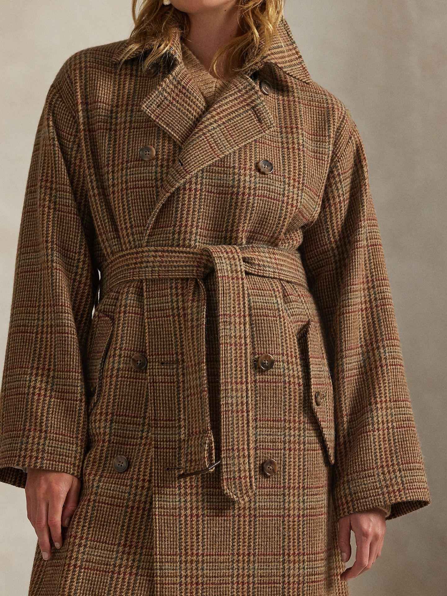 Glencheck Trenchcoat i Ull
