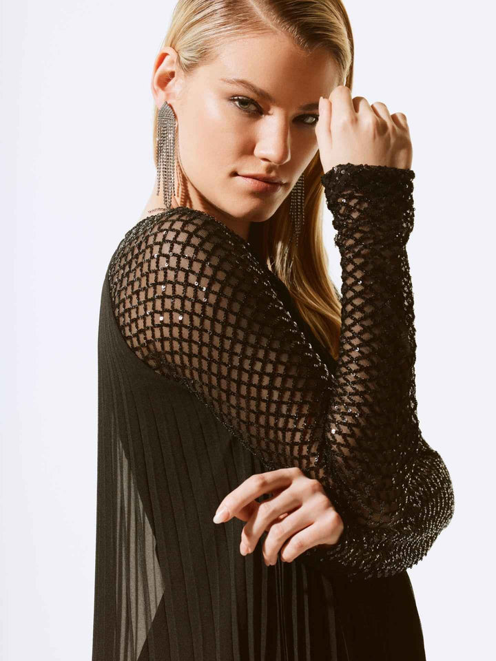 Glitterplisserad Festklänning