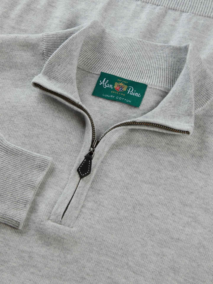 Grå Cotton Cashmere Half-zip Tröja