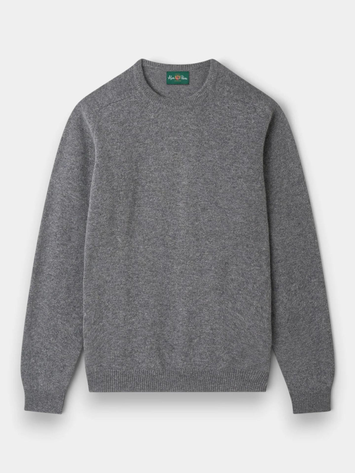 Grå Crew Neck Lammullströja - Alan Paine