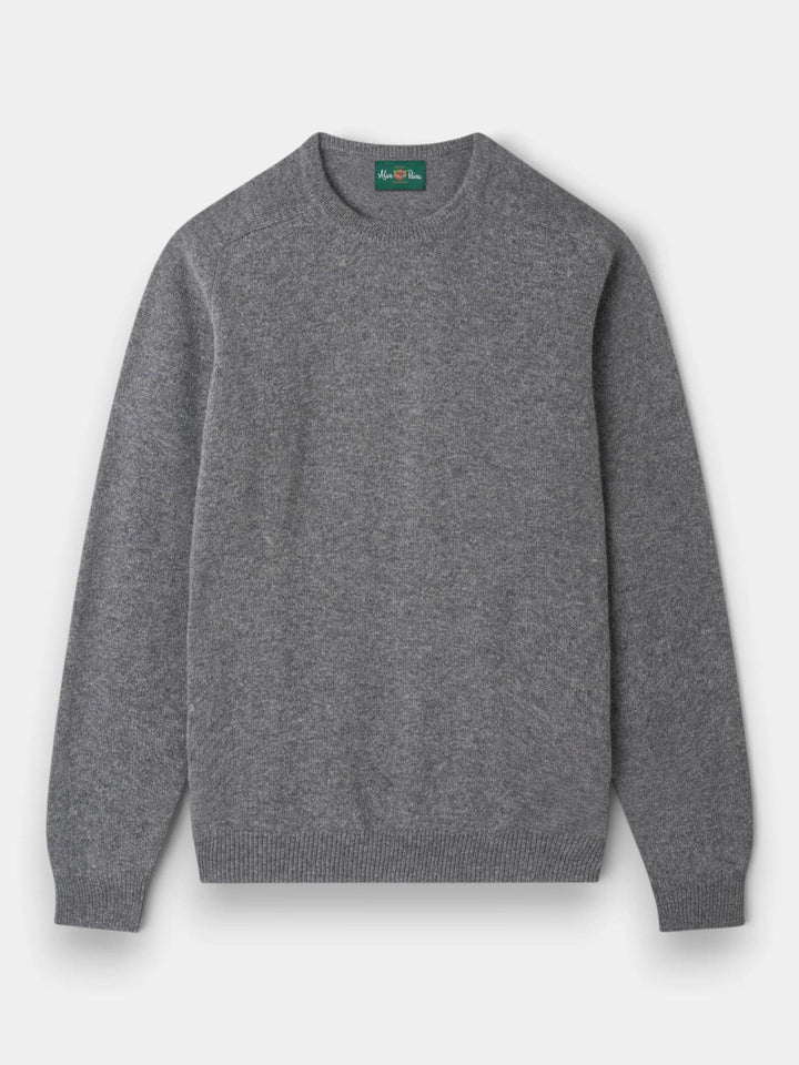 Grå Crew Neck Lammullströja - Alan Paine