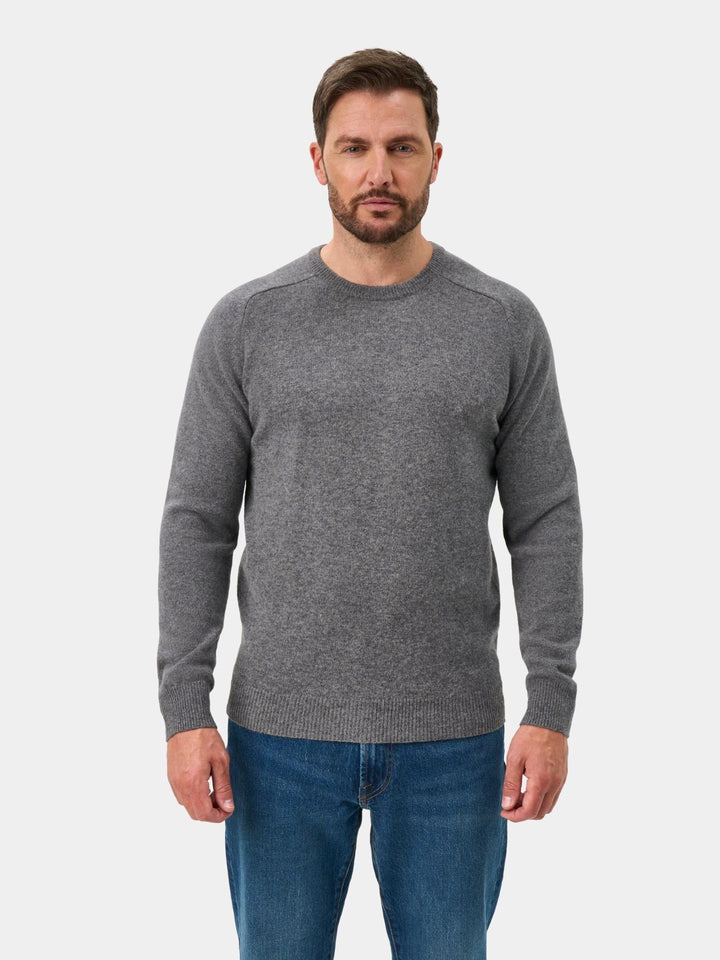 Grå Crew Neck Lammullströja - Alan Paine