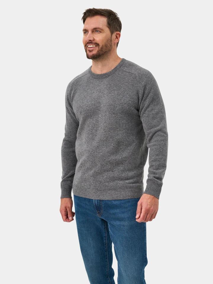 Grå Crew Neck Lammullströja - Alan Paine