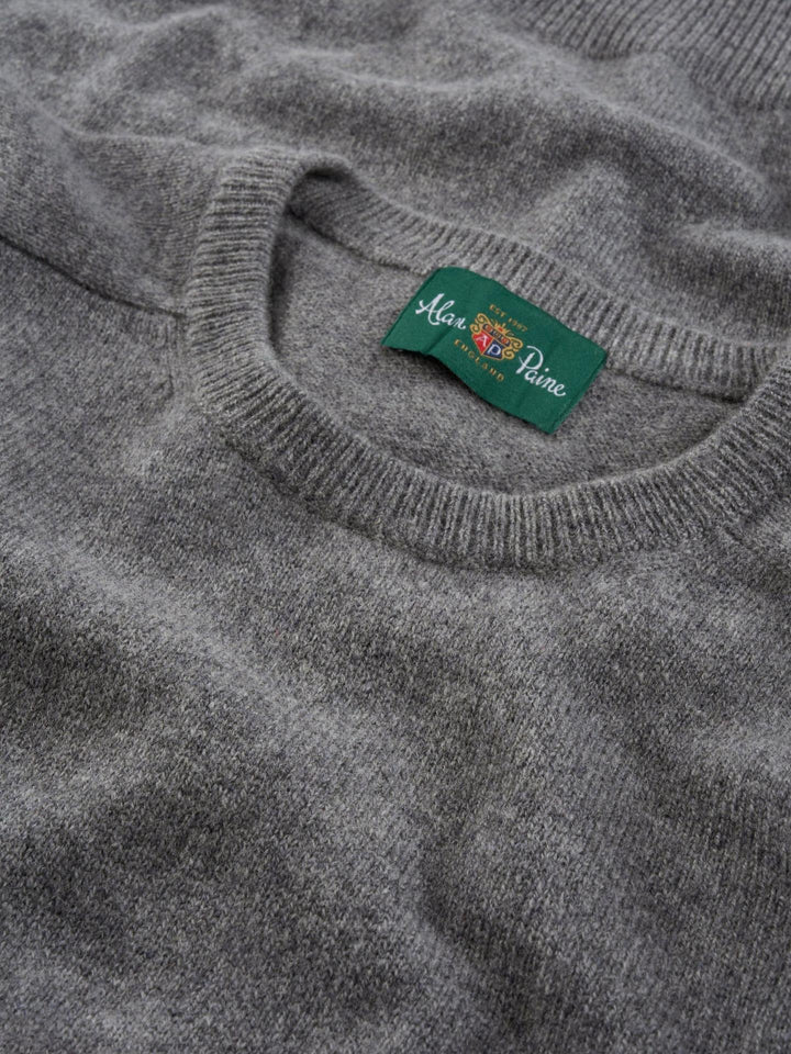 Grå Crew Neck Lammullströja - Alan Paine