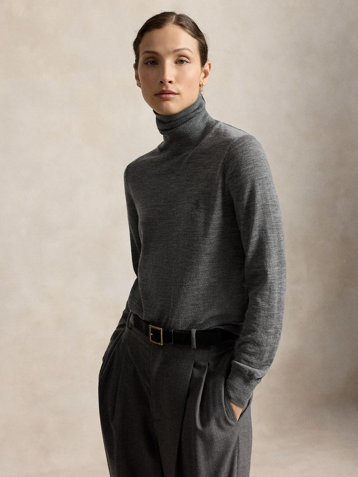 Grå Finstickad Polotröja i Merinoull - Polo Ralph Lauren