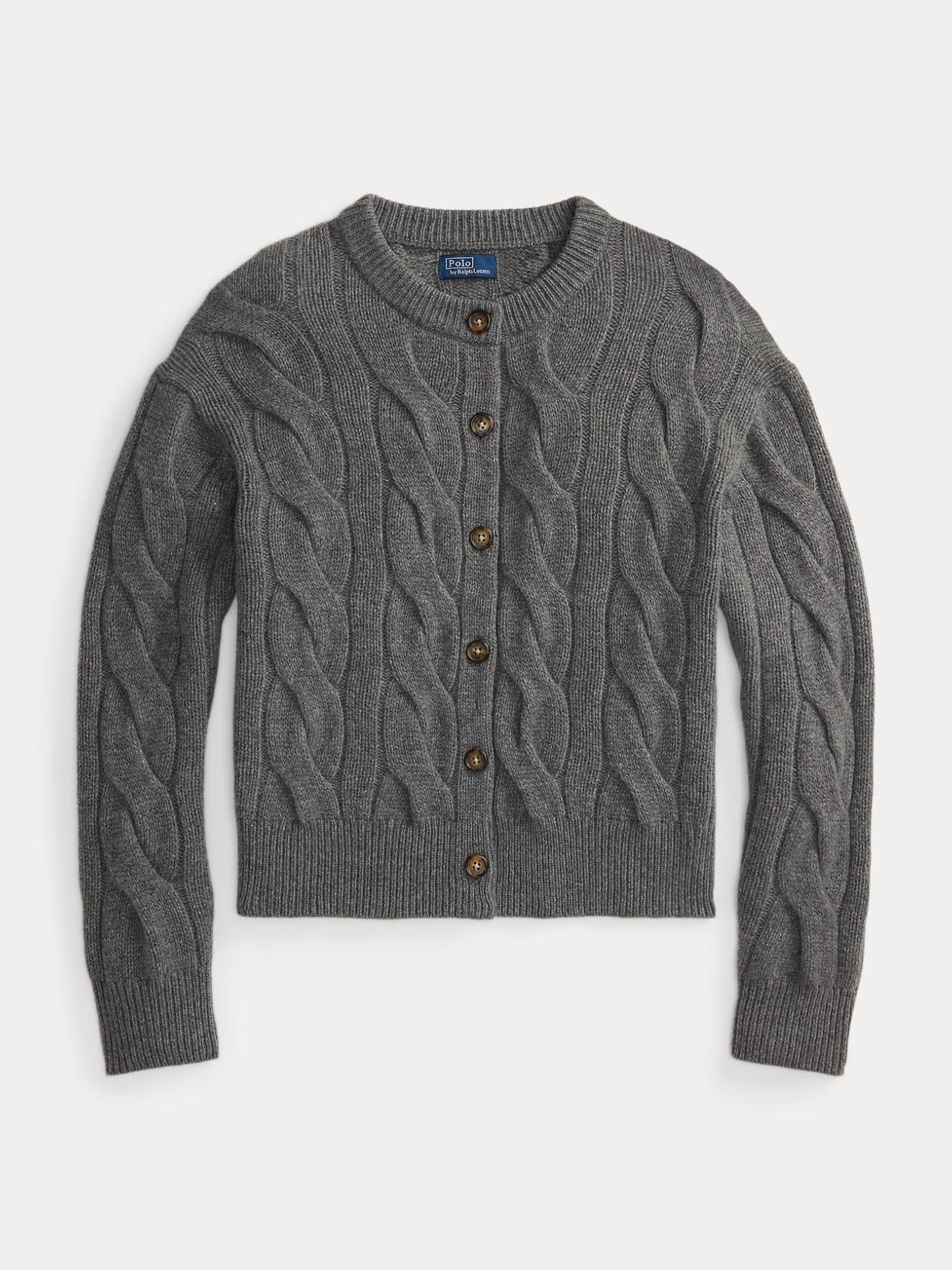Grå Kabelstickad Cardigan - Polo Ralph Lauren