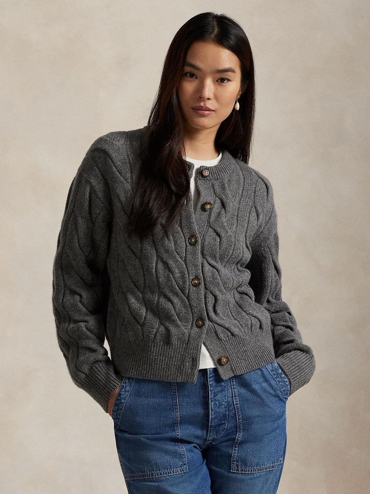 Grå Kabelstickad Cardigan - Polo Ralph Lauren