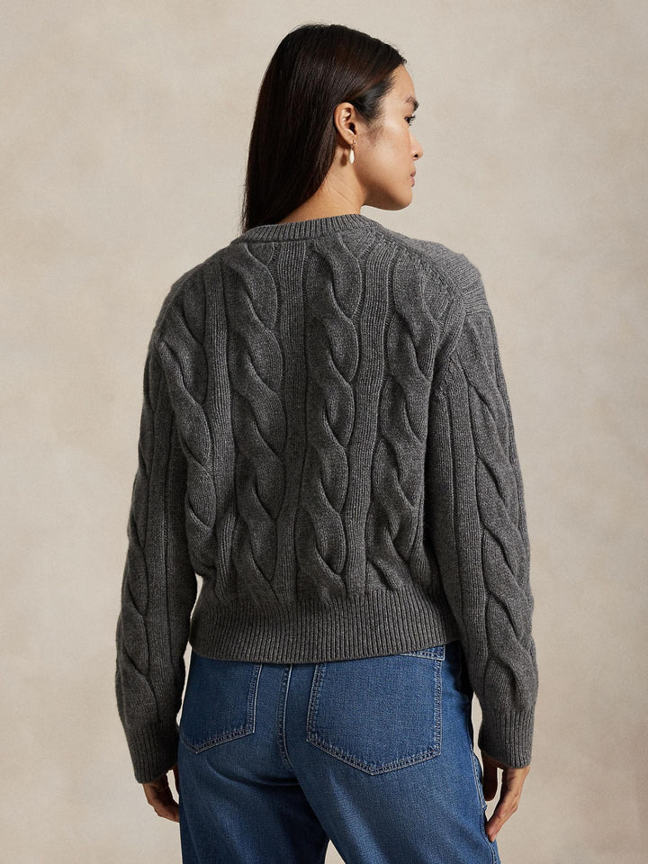 Grå Kabelstickad Cardigan - Polo Ralph Lauren