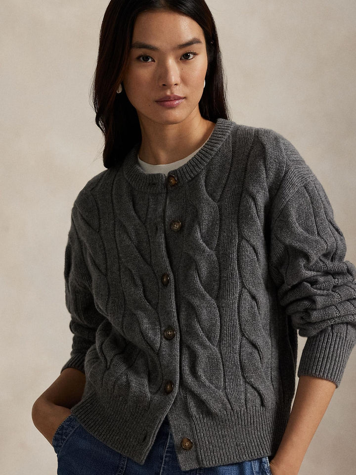 Grå Kabelstickad Cardigan - Polo Ralph Lauren