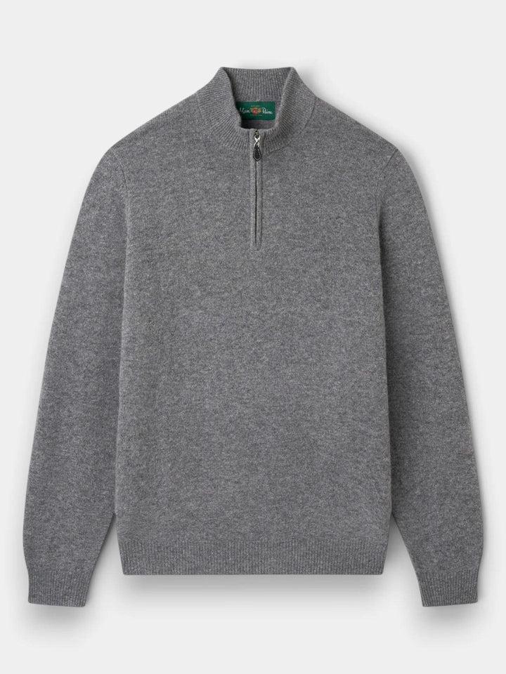 Grå Lammullströja med Half Zip - Alan Paine