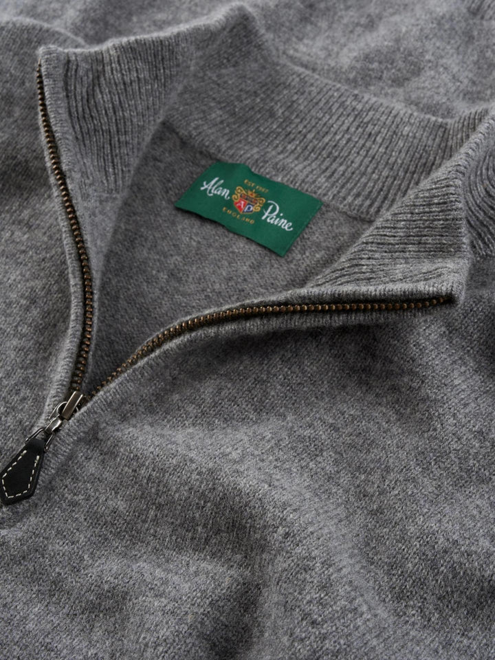 Grå Lammullströja med Half Zip - Alan Paine
