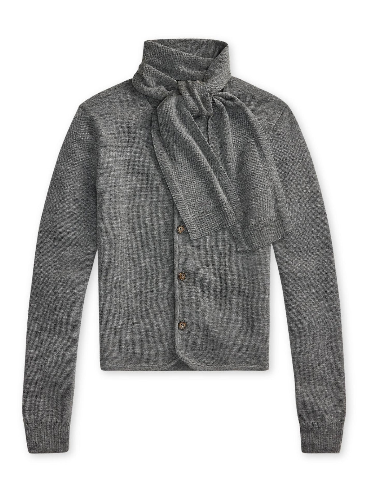 Grå Tie-Scarf Ull Cardigan - Polo Ralph Lauren