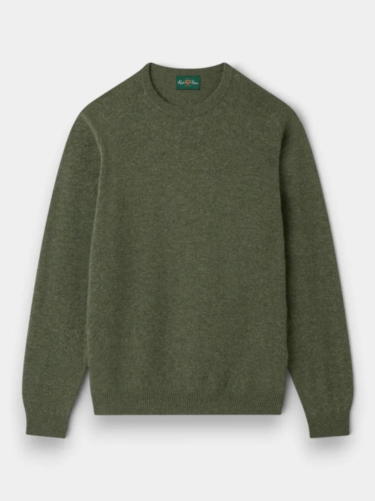 Grön Crew Neck Lammullströja - Alan Paine