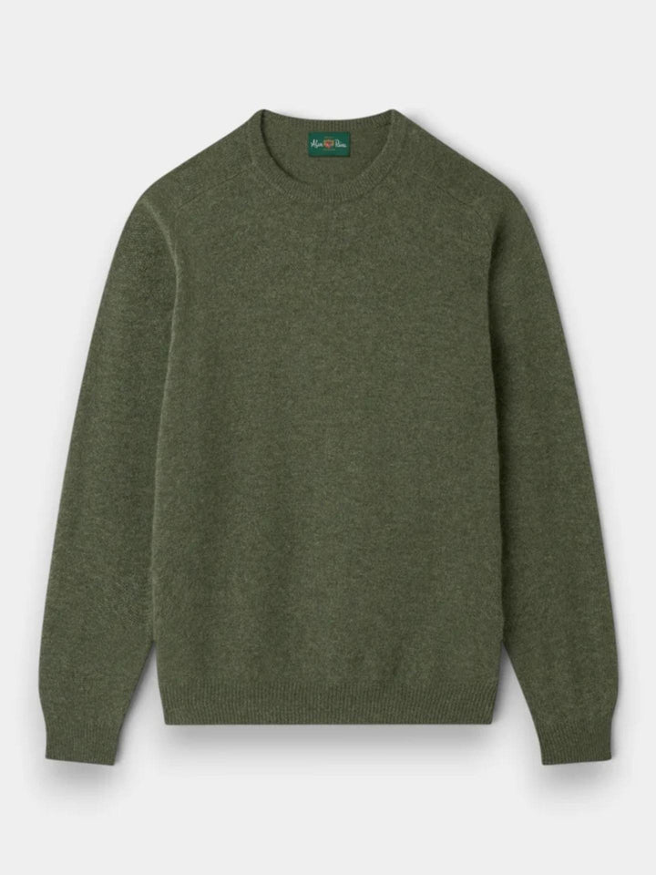 Grön Crew Neck Lammullströja - Alan Paine