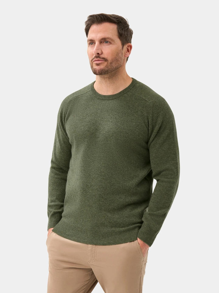 Grön Crew Neck Lammullströja - Alan Paine