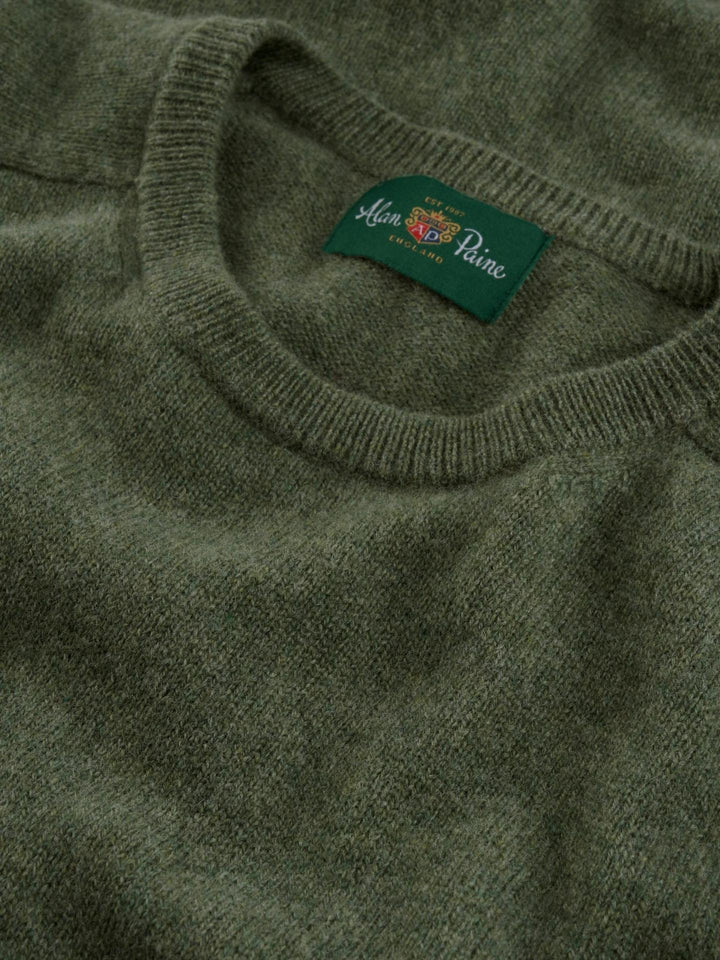 Grön Crew Neck Lammullströja - Alan Paine
