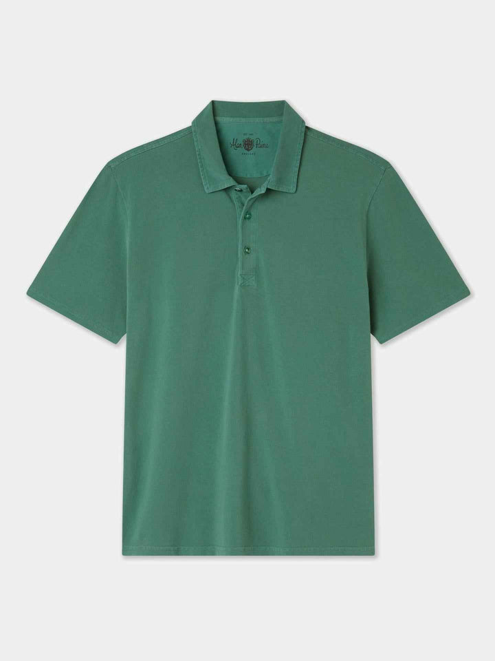Grön Garment Washed Pikétröja