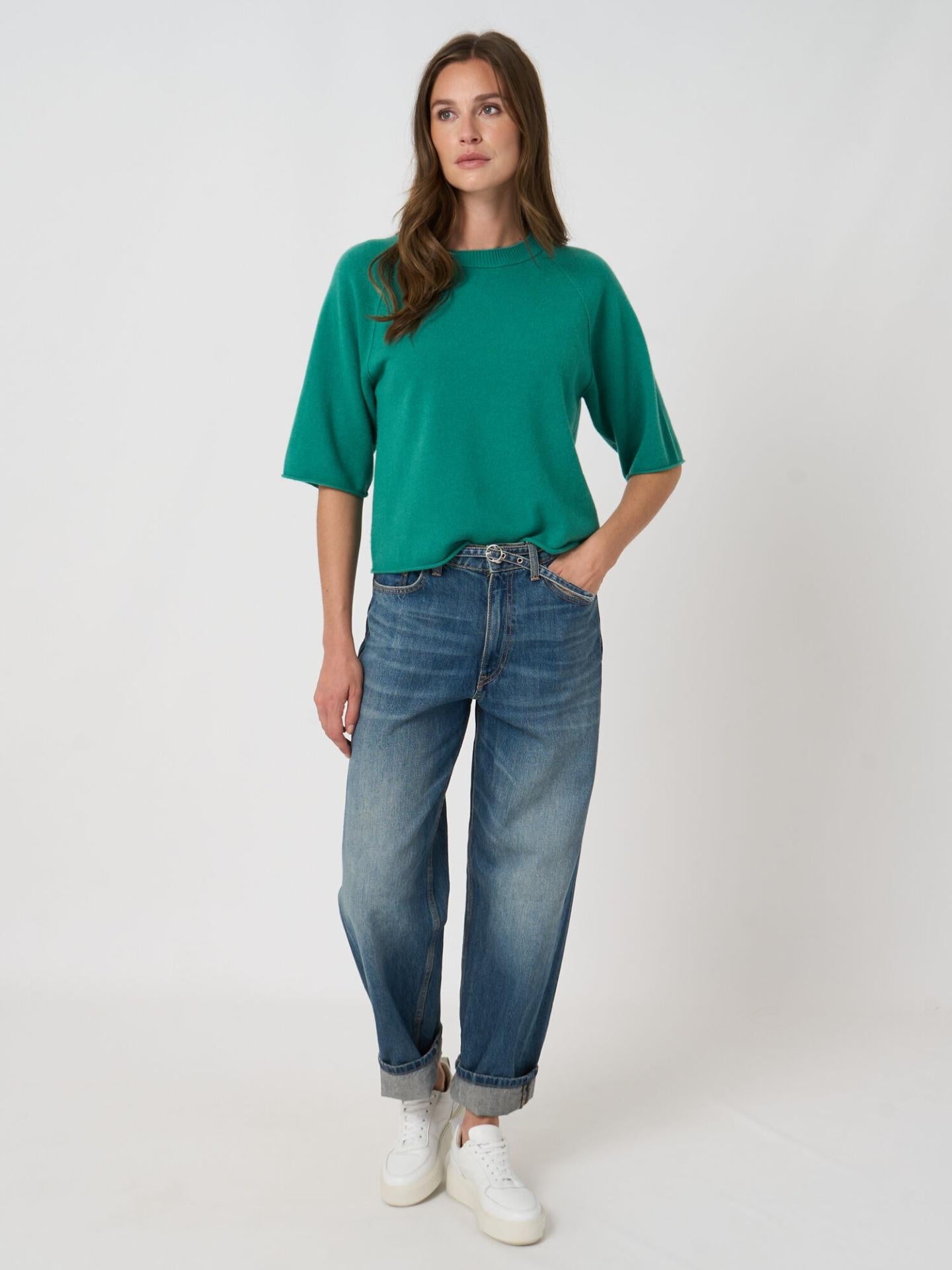 Grön Kortärmad Cashmeretröja - Repeat