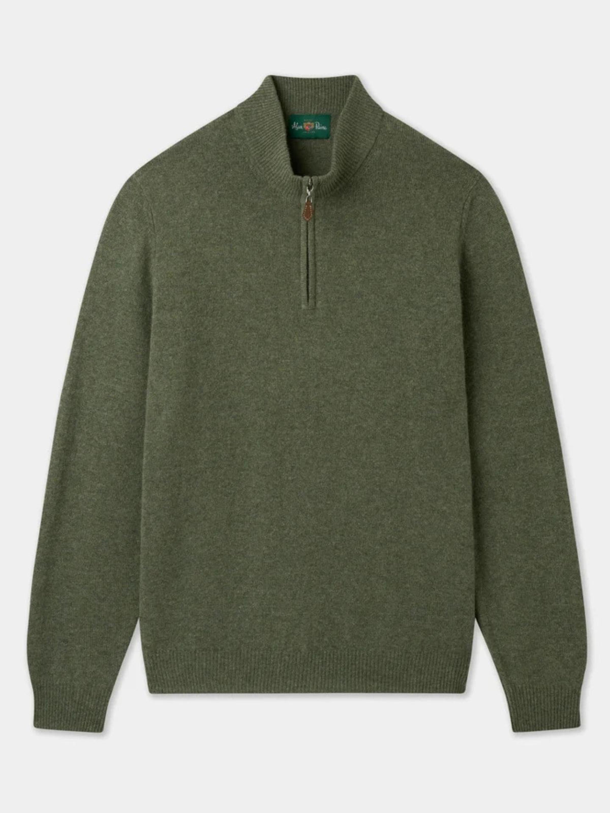 Grön Lammullströja med Half Zip - Alan Paine