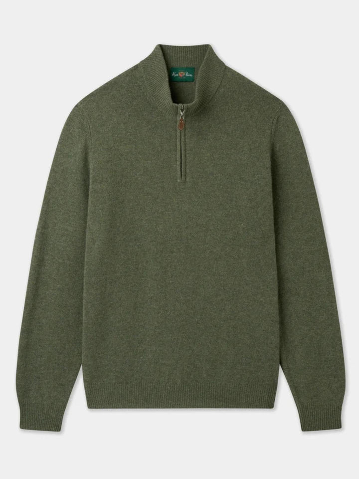 Grön Lammullströja med Half Zip - Alan Paine