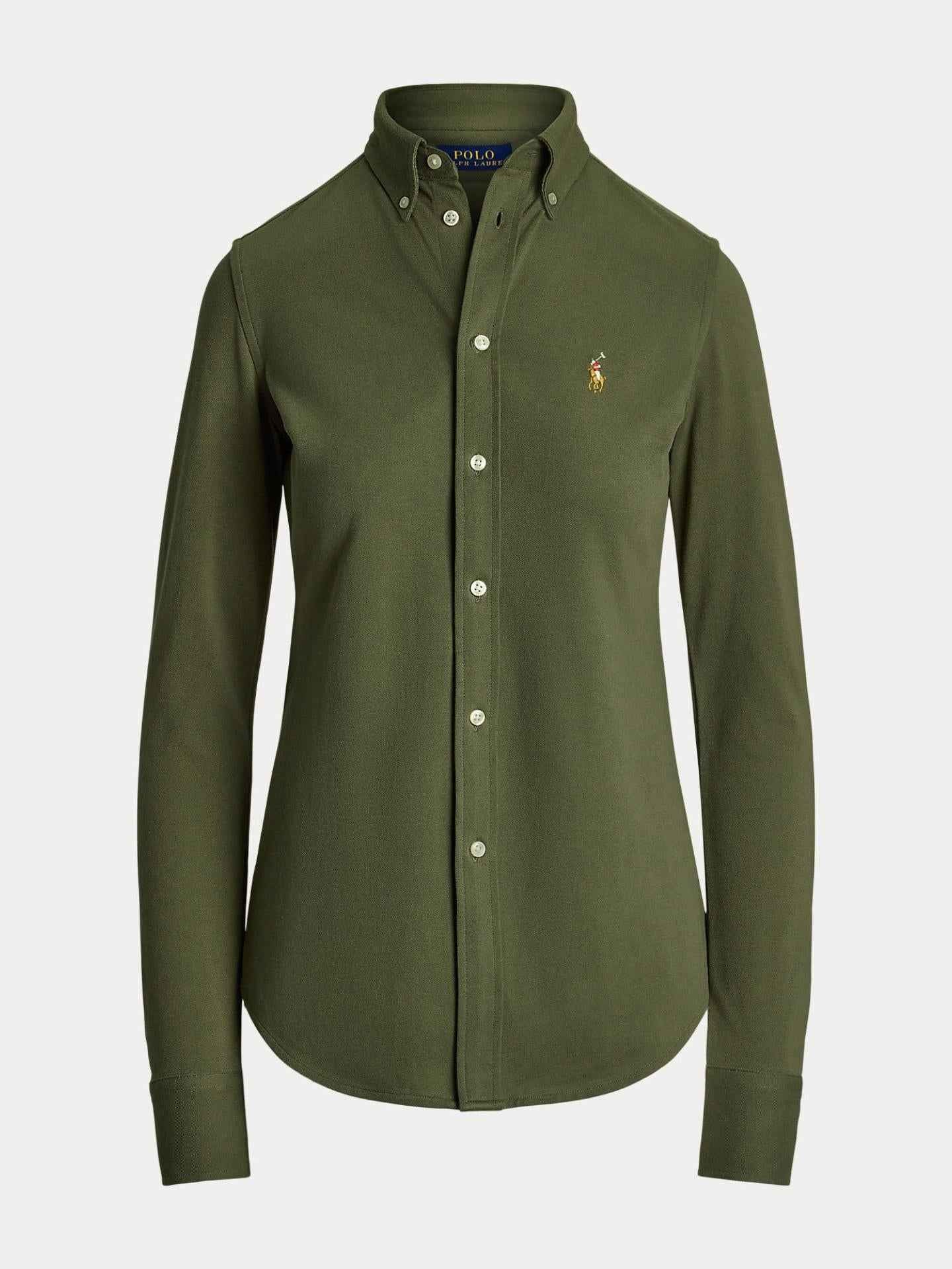 Grön Slim Fit Oxford Jerseyskjorta