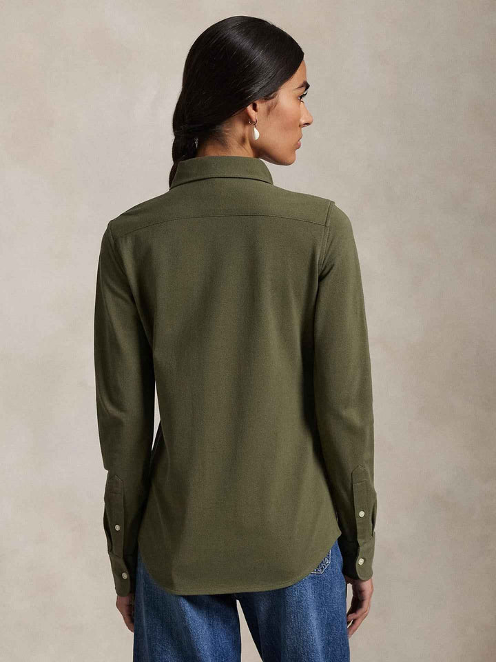 Grön Slim Fit Oxford Jerseyskjorta