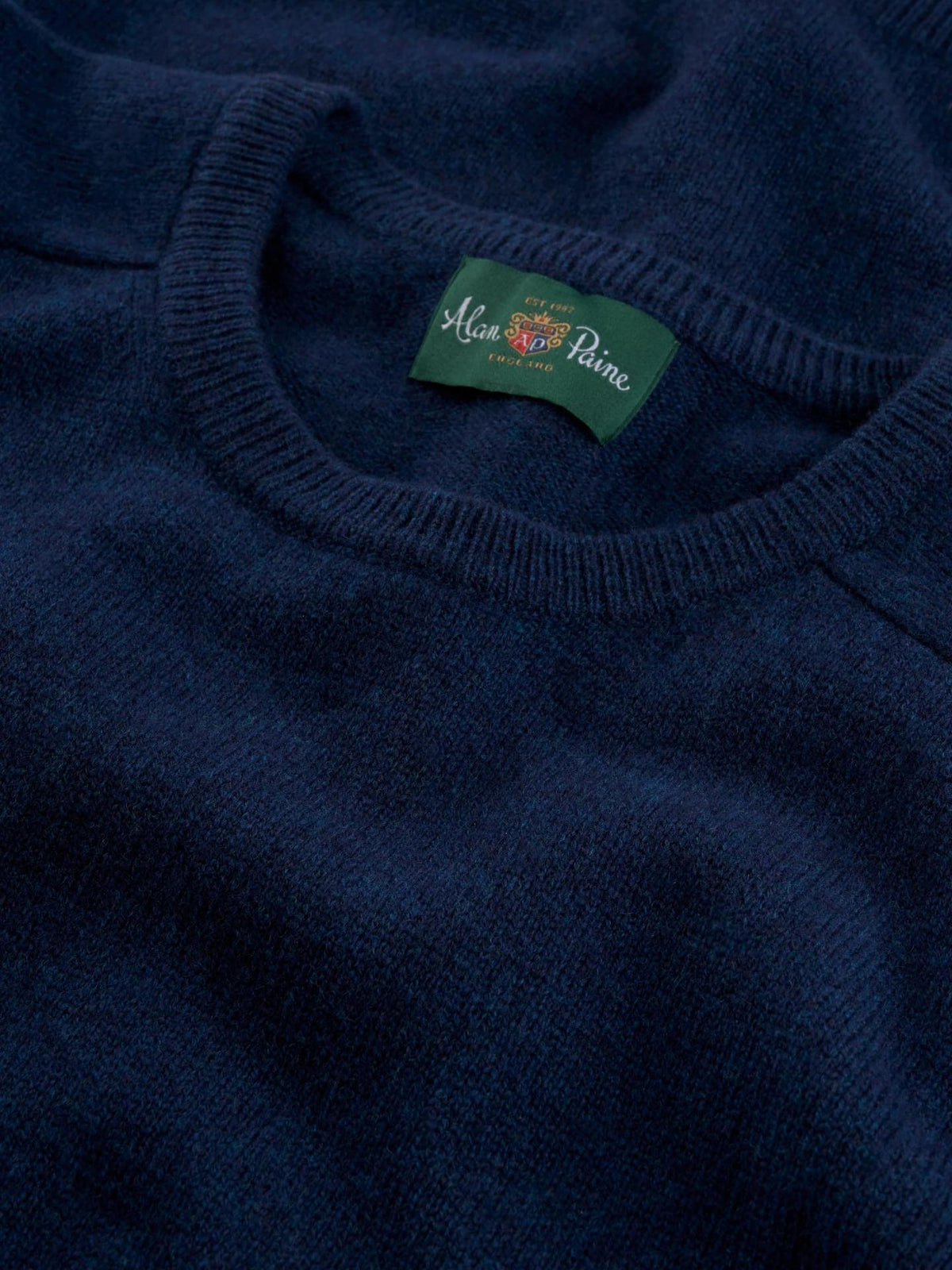 Indigo Crew Neck Lammullströja - Alan Paine