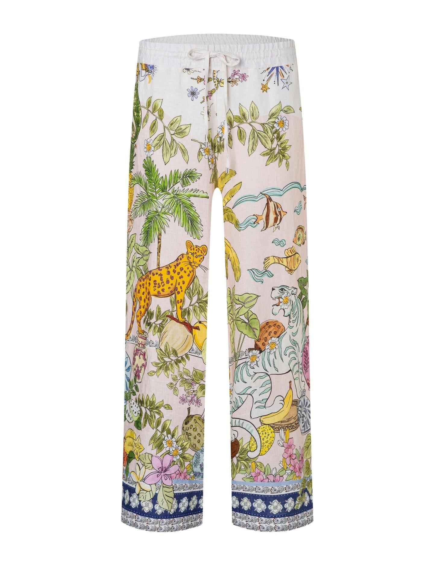 Jungle Print Candice Linnebyxa