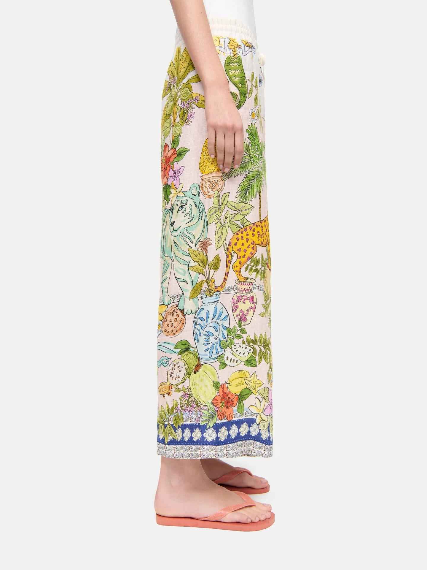 Jungle Print Candice Linnebyxa