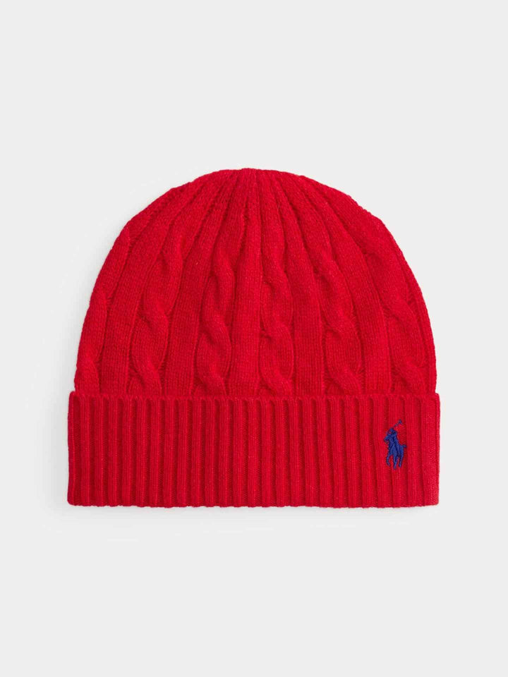 Kabelstickad Mössa i Ull/Cashmere