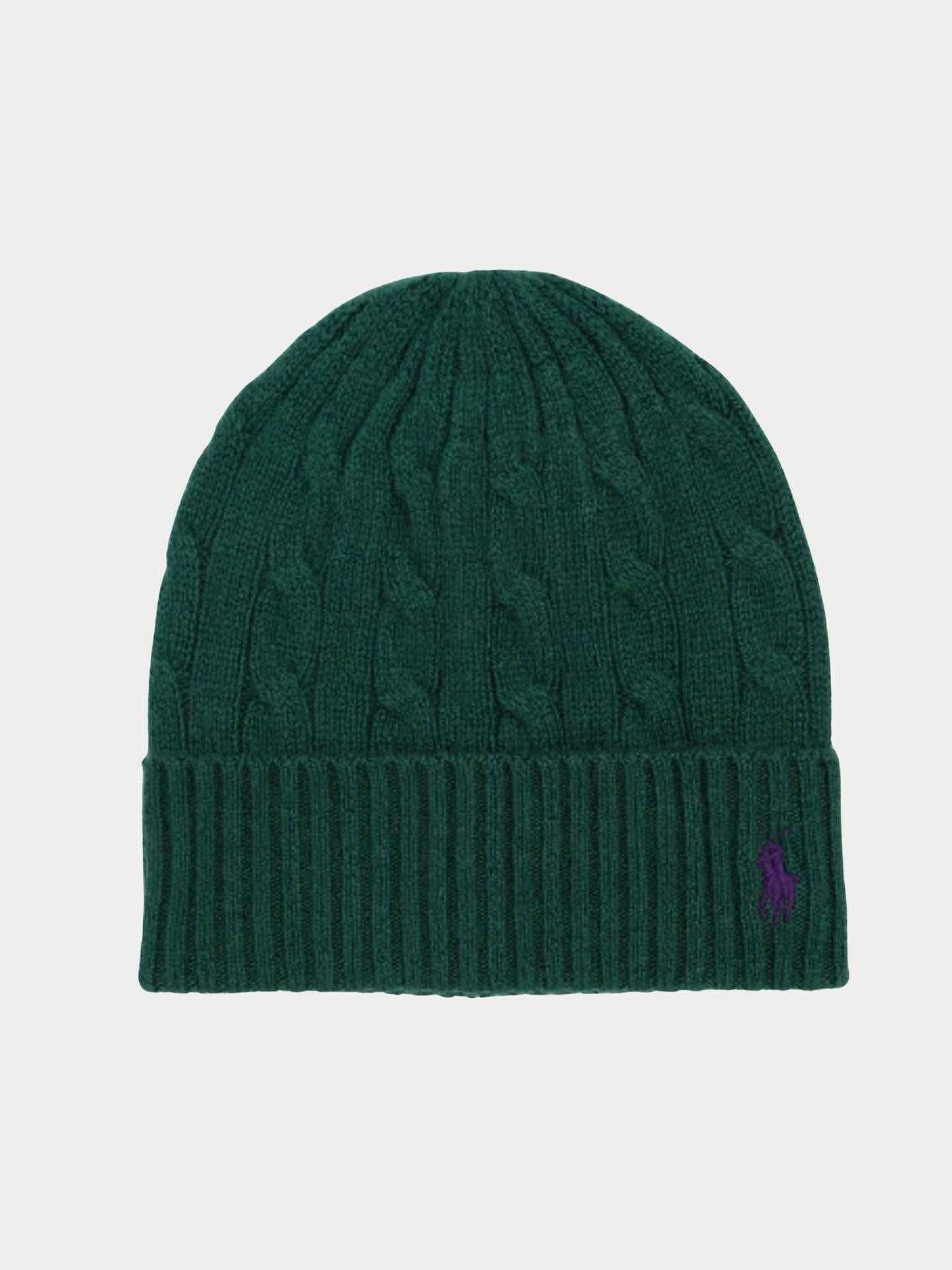 Kabelstickad Mössa i Ull/Cashmere