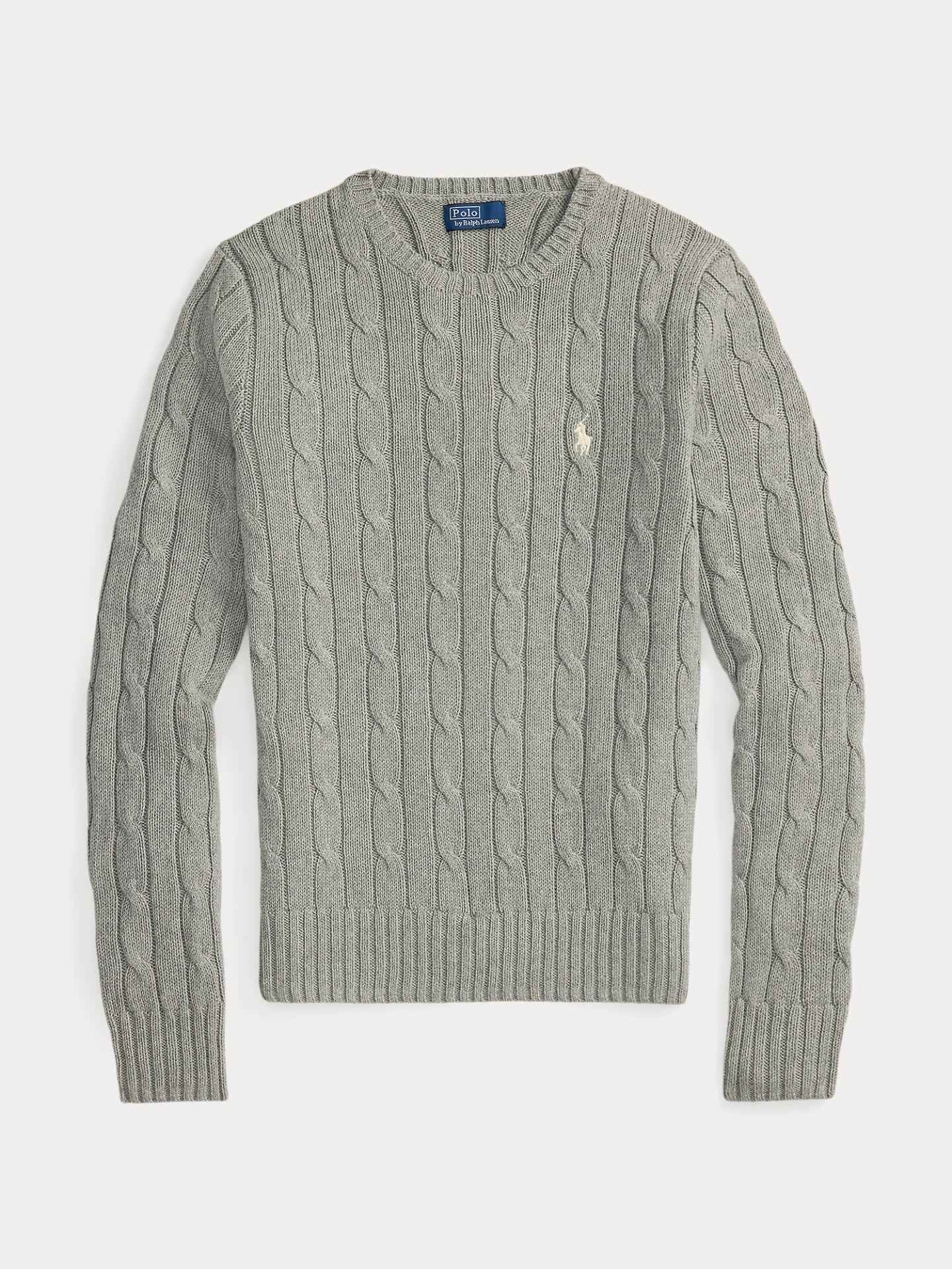 Kabelstickad Tröja i Borstad Bomull