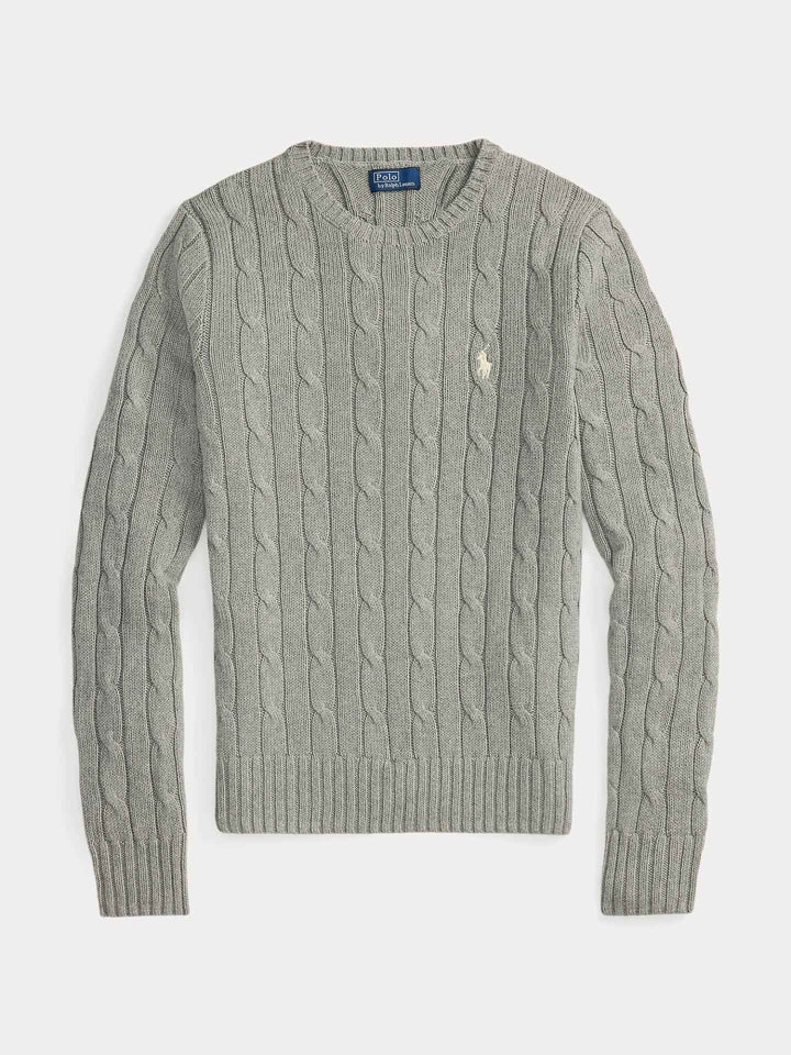 Kabelstickad Tröja i Borstad Bomull