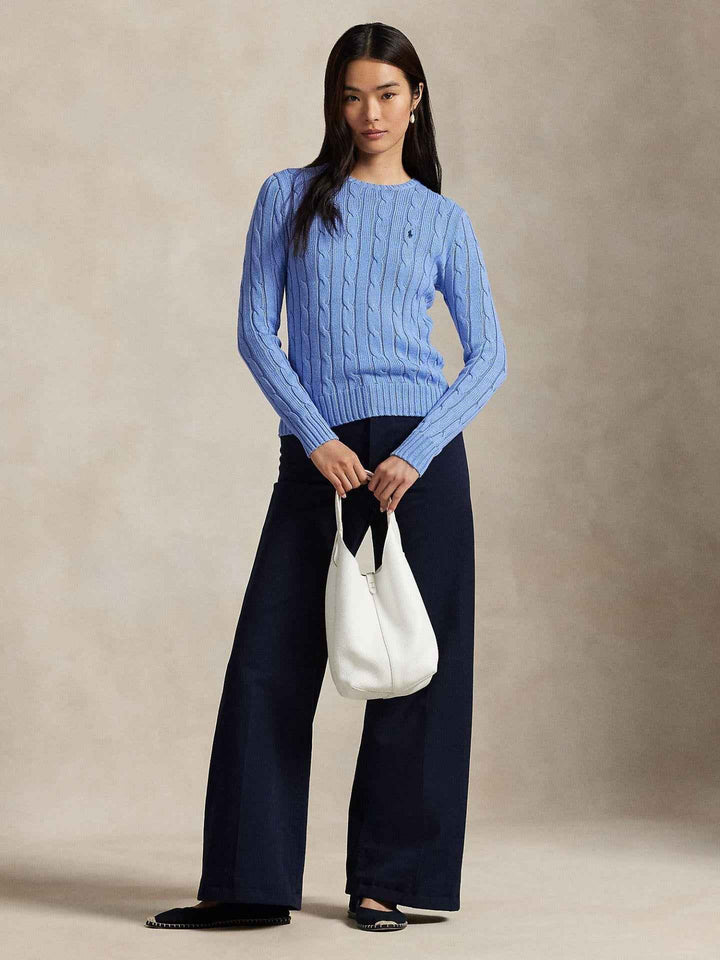 Kabelstickad Tröja i Pimabomull