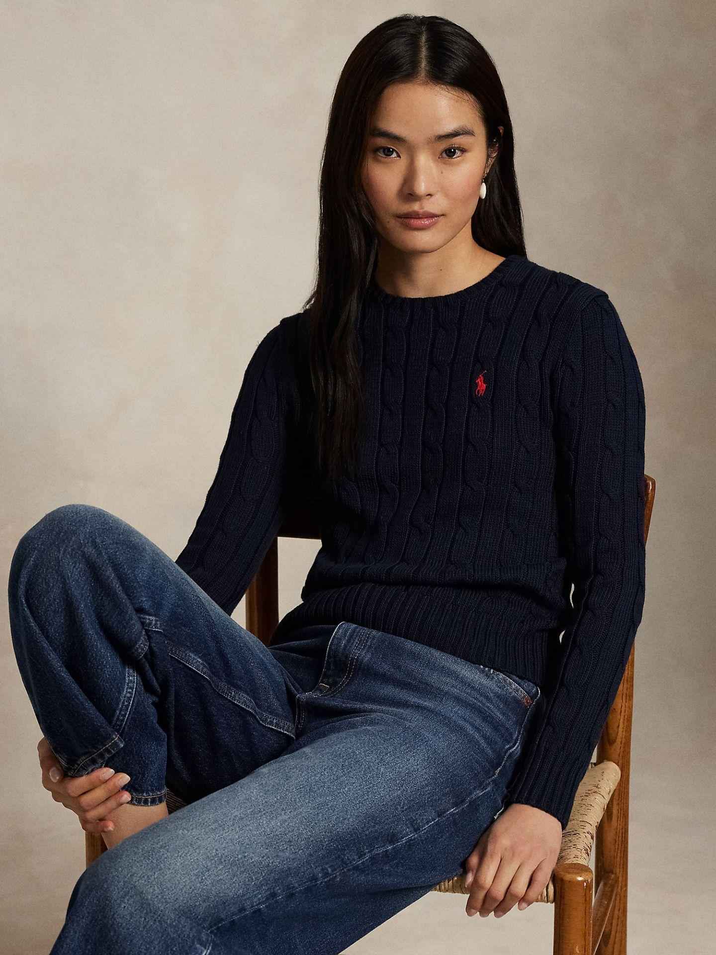 Kabelstickad Tröja i Pimabomull