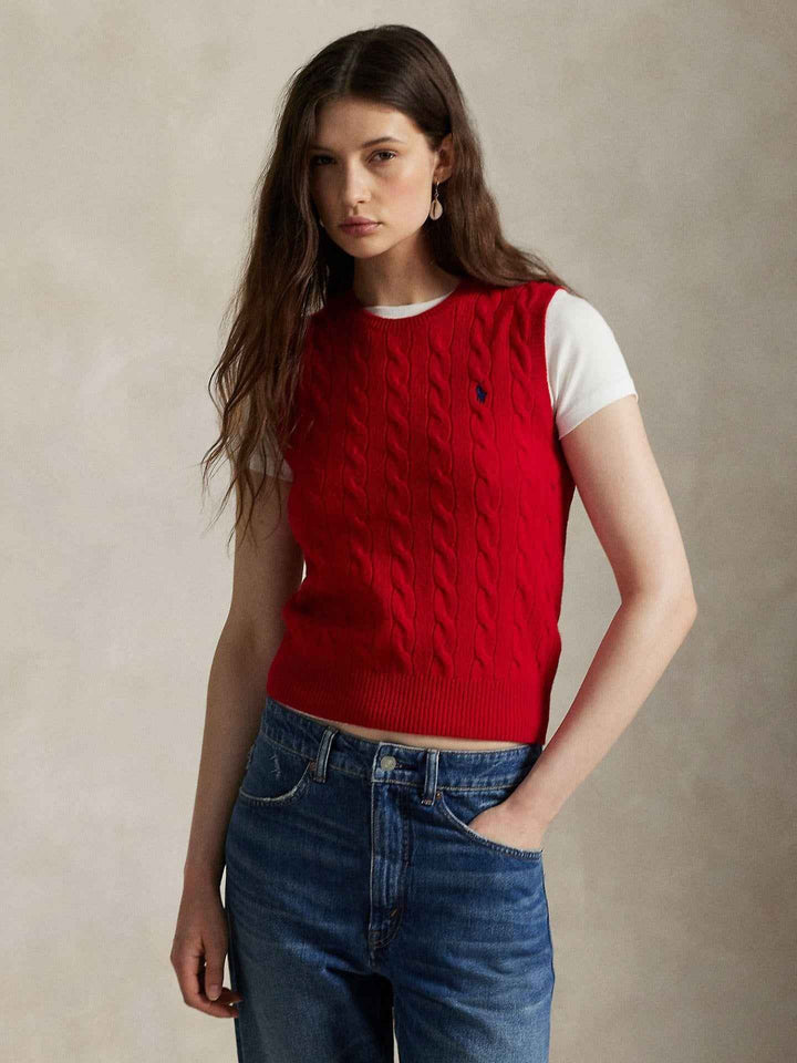 Kabelstickad Väst i Ullmix