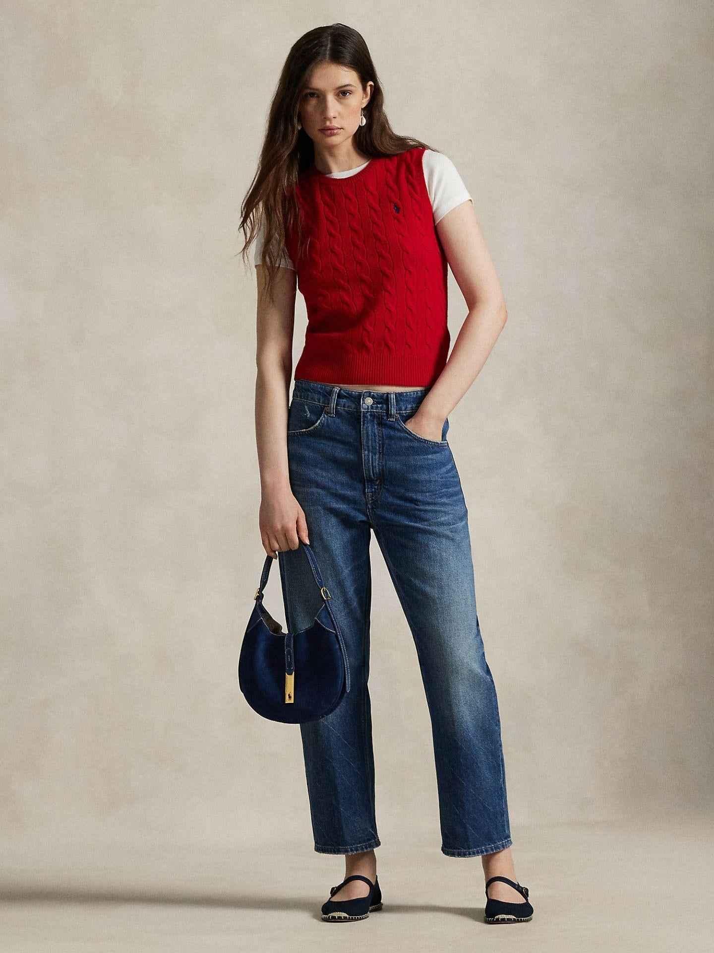 Kabelstickad Väst i Ullmix