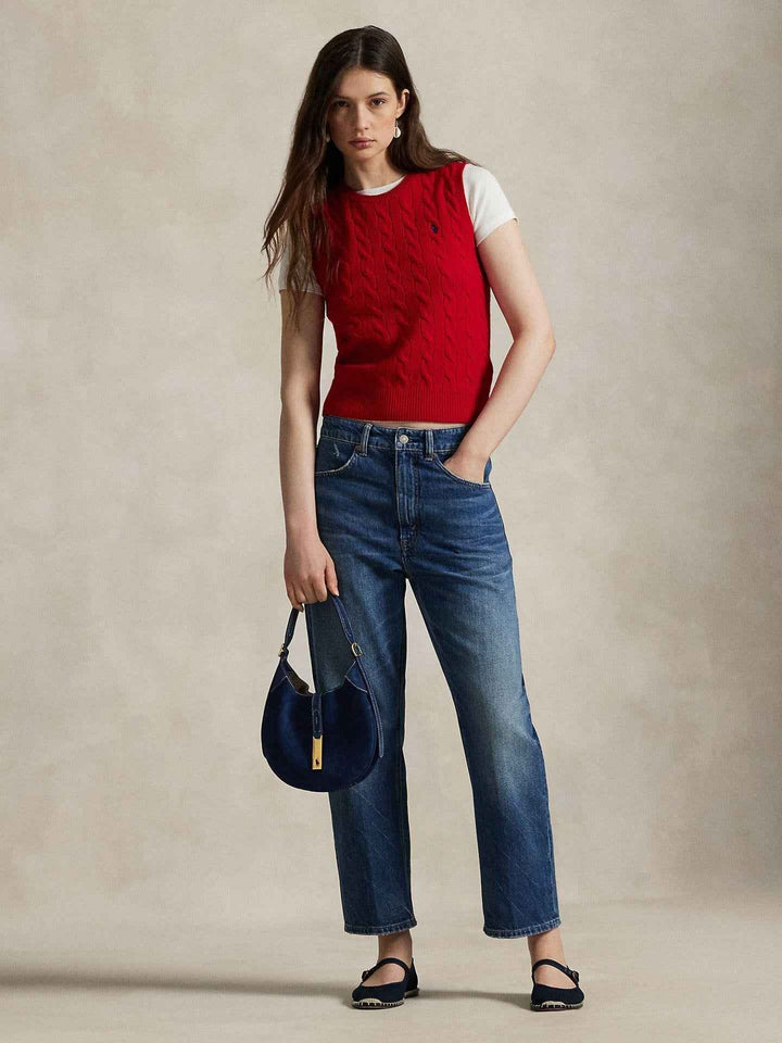 Kabelstickad Väst i Ullmix