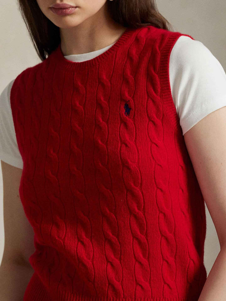 Kabelstickad Väst i Ullmix