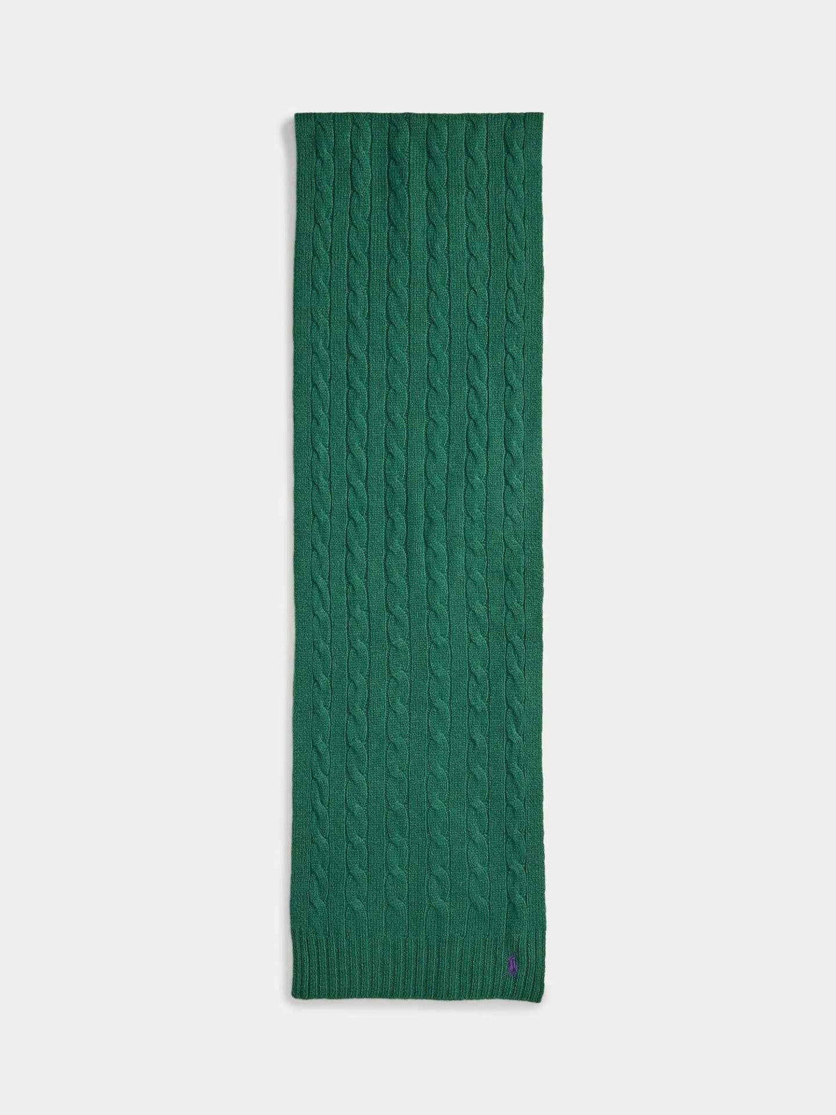 Grön Kabelstickad Scarf i Ull/Cashmere - Polo Ralph Lauren
